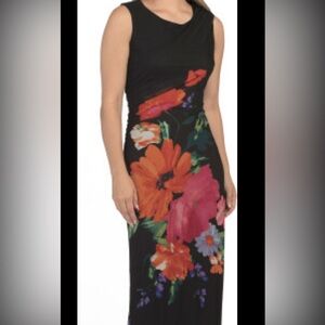 Rachel Zoe Black Mesh Floral Print cocktail Formal  Dress